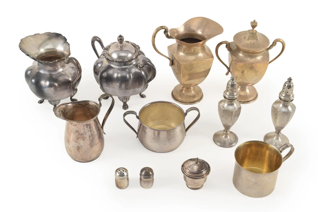 12 Sterling silver tableware items, to include a Mexican cream and