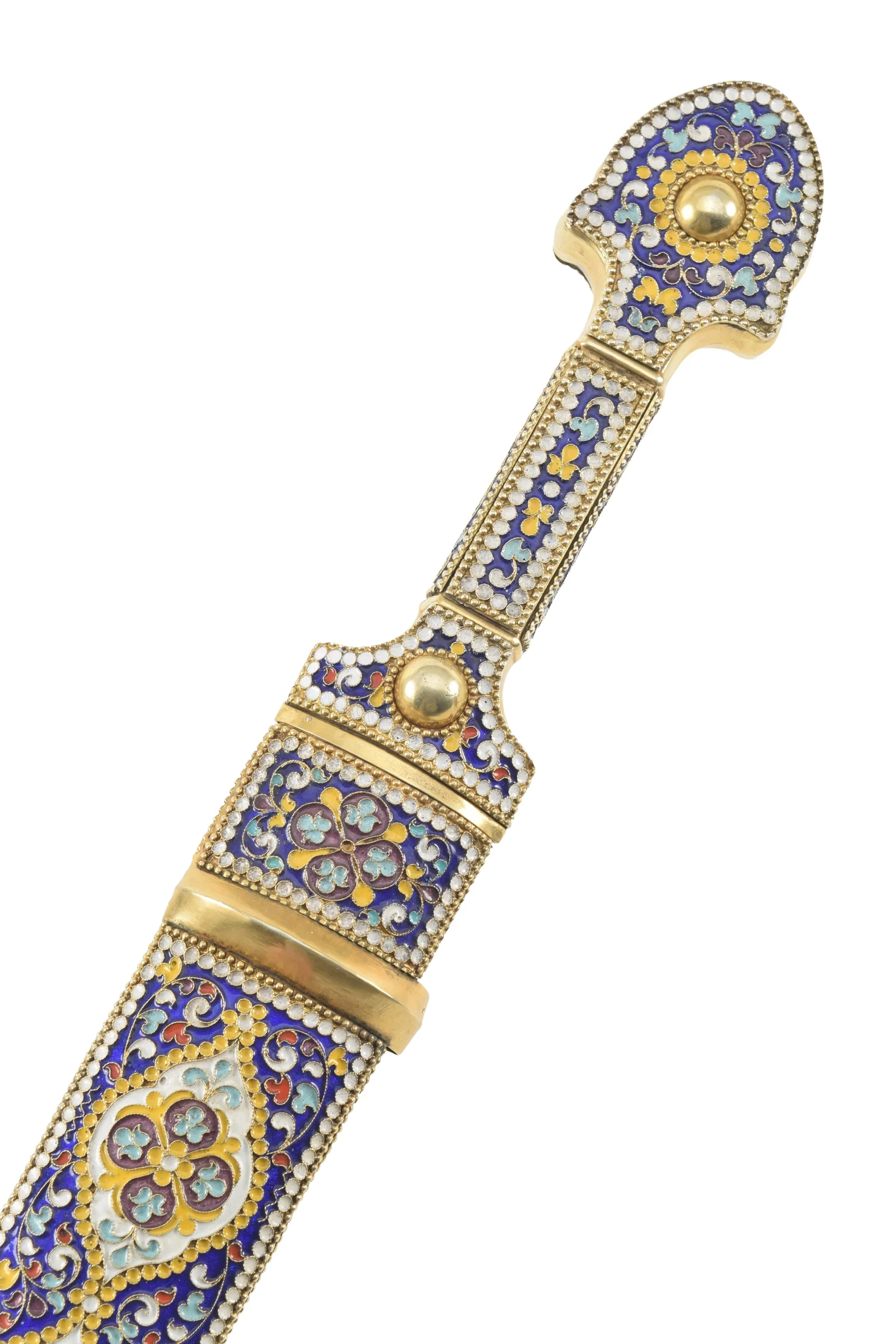 Russian Imperial Silver-Gilt and Cloisonne Enamel Kindjal (Kama)