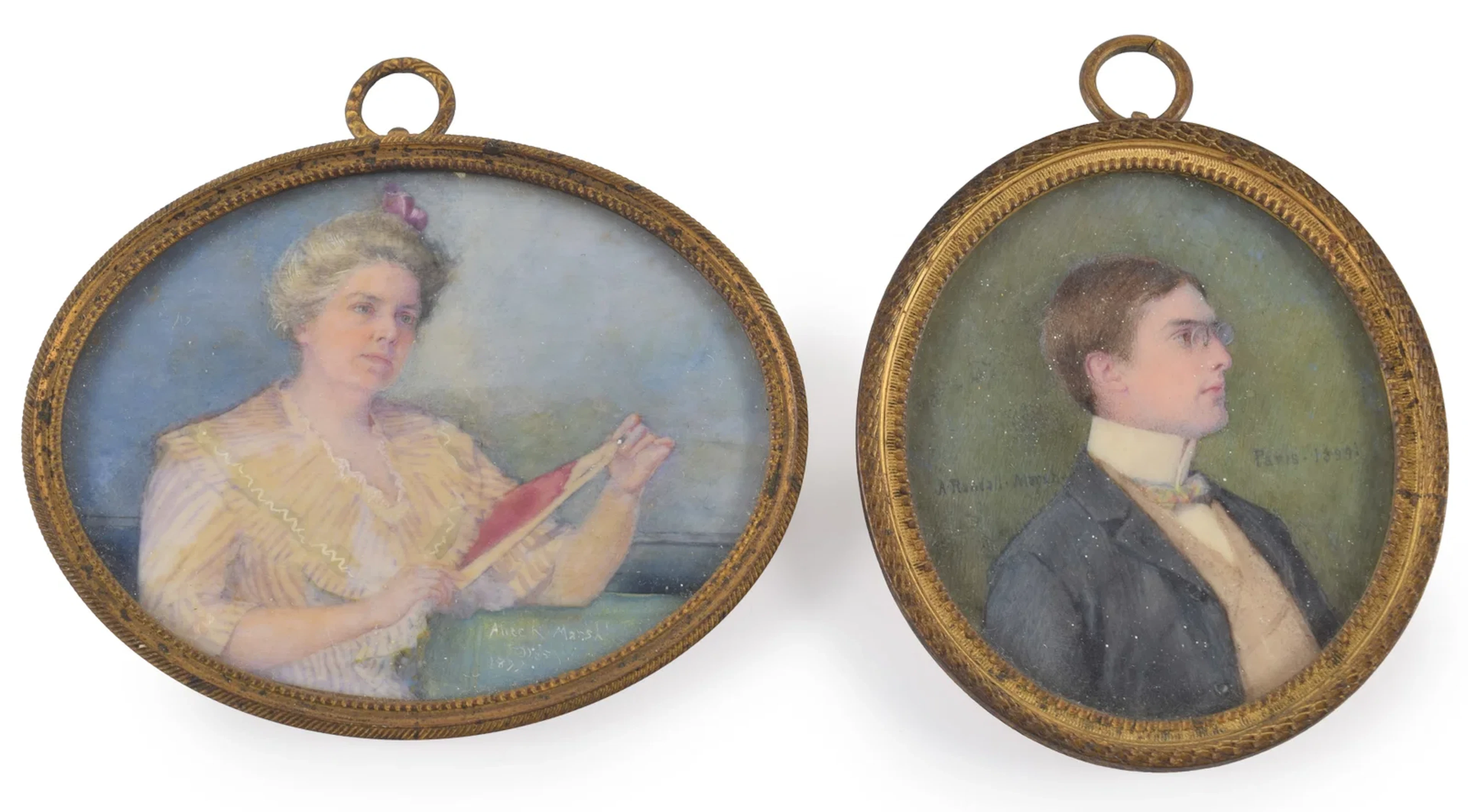2 Miniature portraits by Alice Randall Marsh, each signed and dated
