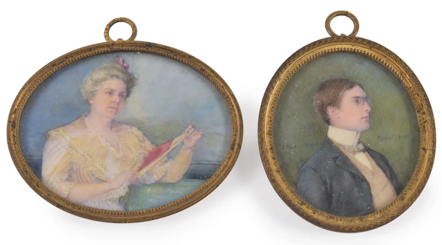2 Miniature portraits by Alice Randall Marsh, each signed and dated