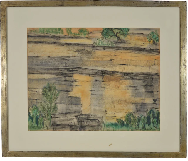 Bill Bomar, 1919-1991. Southwestern landscape with rock strata. Watercolor