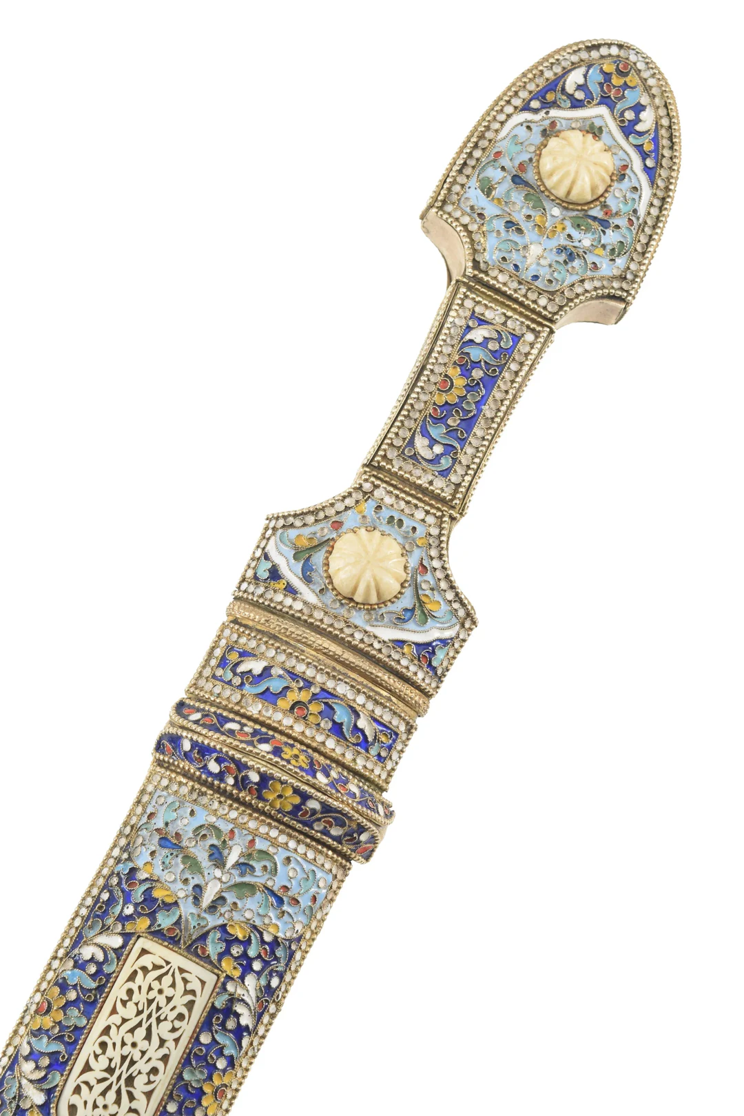 Russian Dagestan / Kubachi silver-gilt and enamel decorated Kindjal