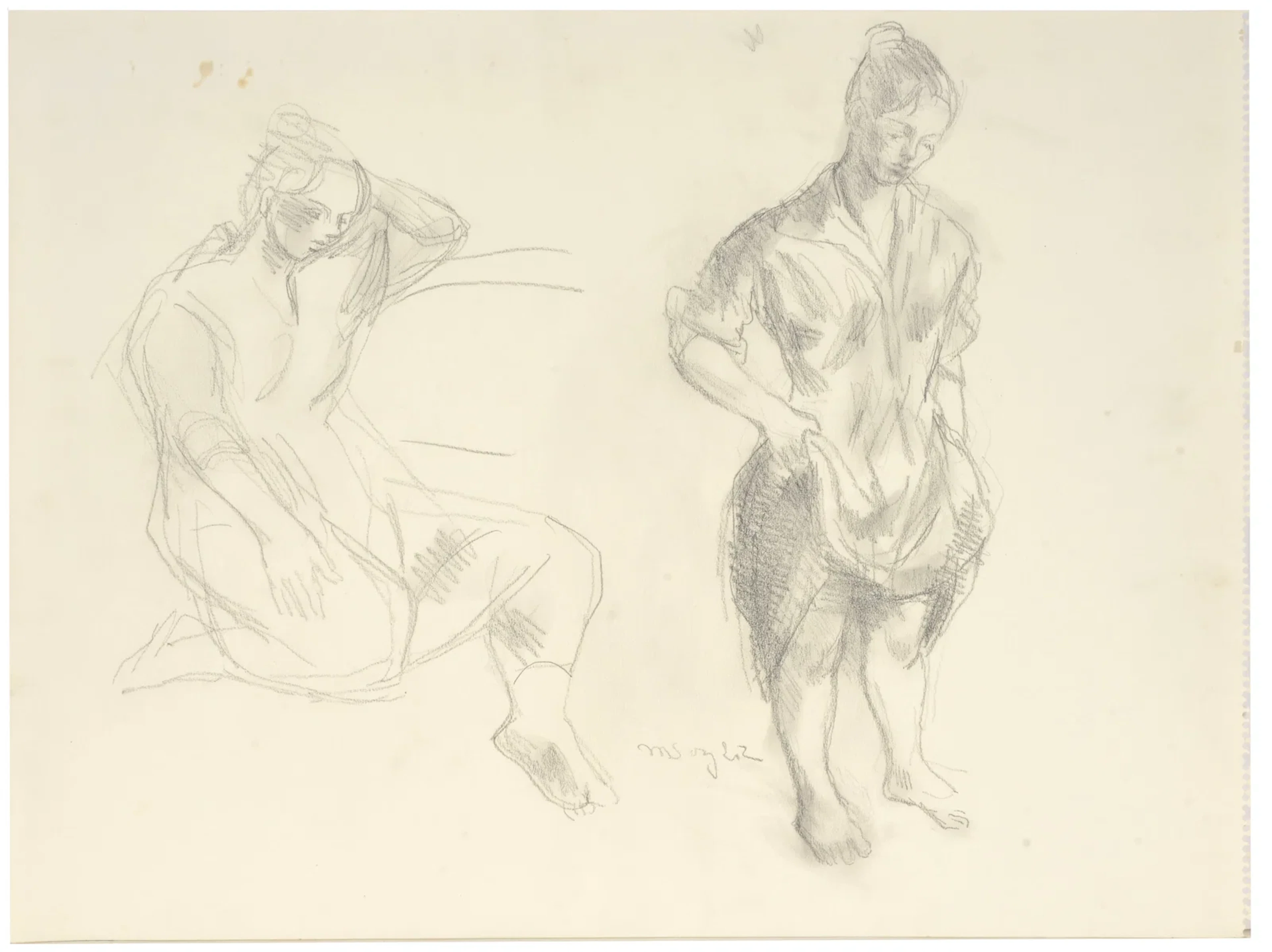 Moses Soyer, Russia/New York 1899-1974. Study of a woman in two views.