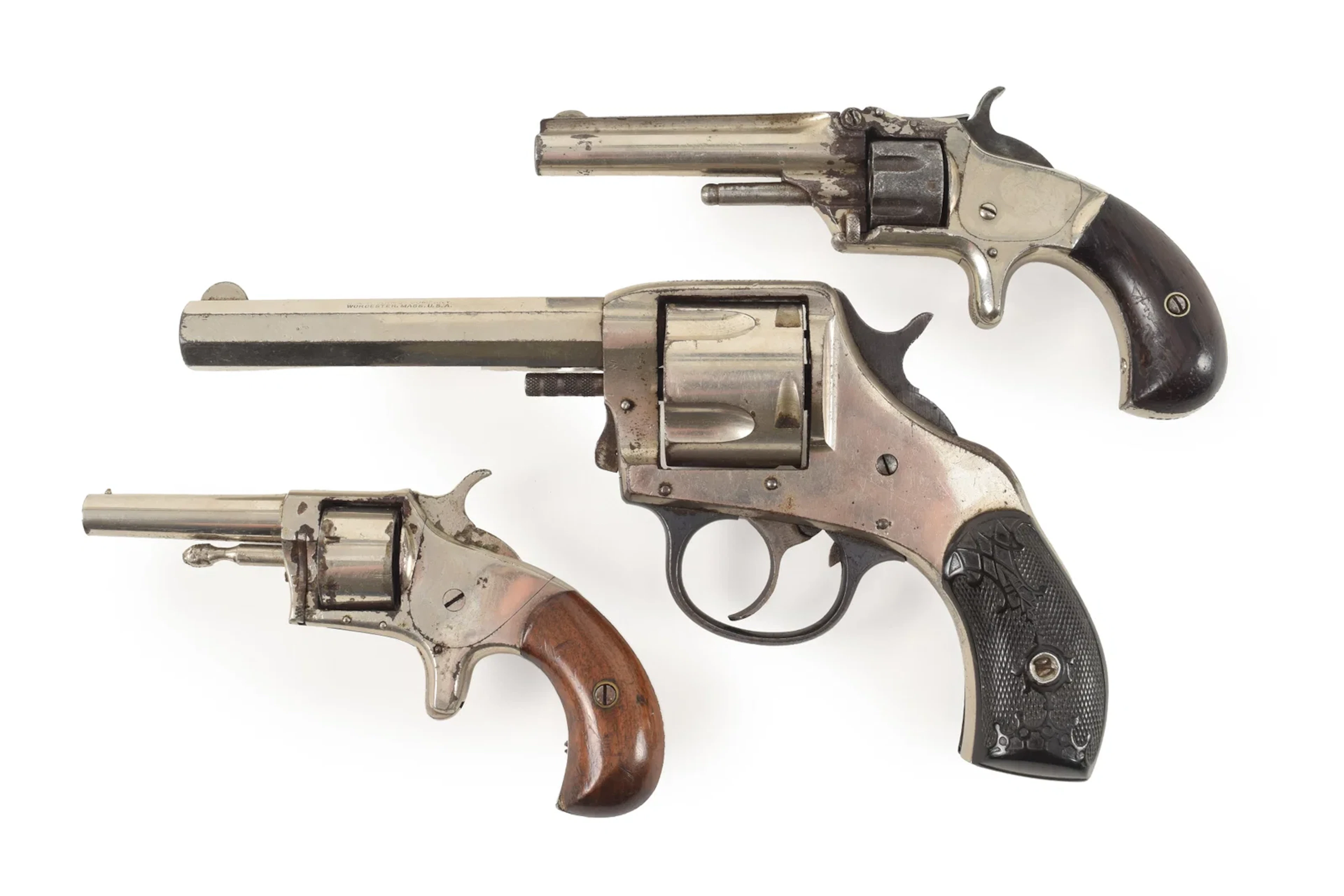 Lot of 3 19th century revolvers. 1) "The American Double Action" by