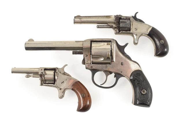 Lot of 3 19th century revolvers. 1) "The American Double Action" by