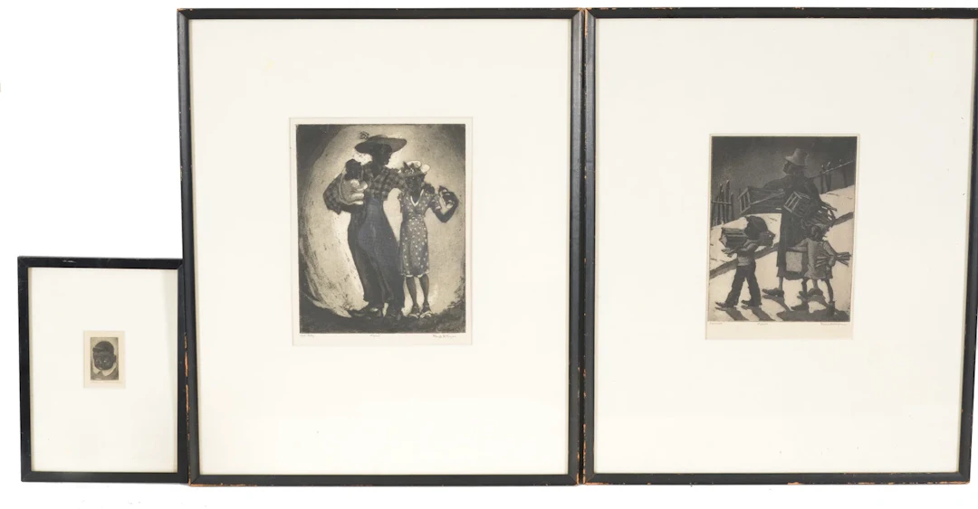 Blanche McVeigh, Texas 1895-1970. 3 Aquatints. Titled "A Baby", "Zoot