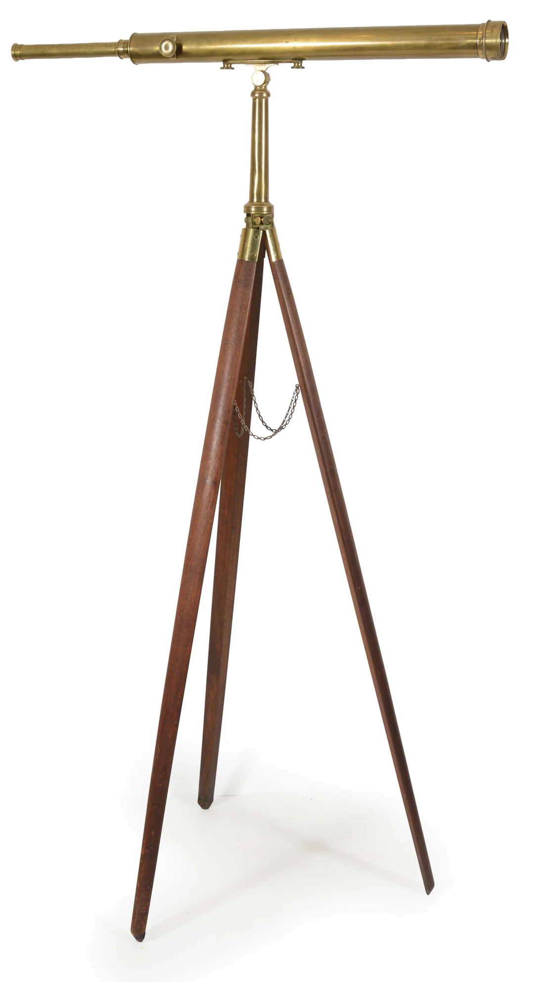 19th Century brass telescope with fine brass and wood transit, Clarkson