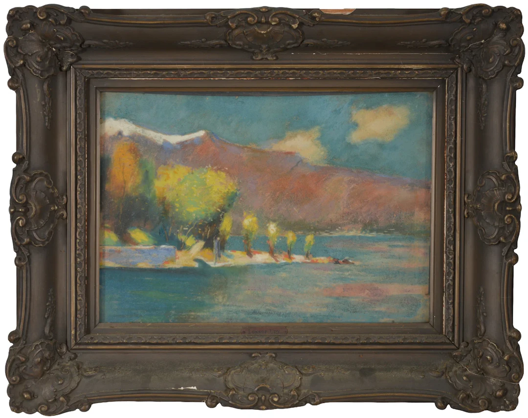 Lesser Ury. German. "Landzunge am Gardasee". Italian alpine landscape.