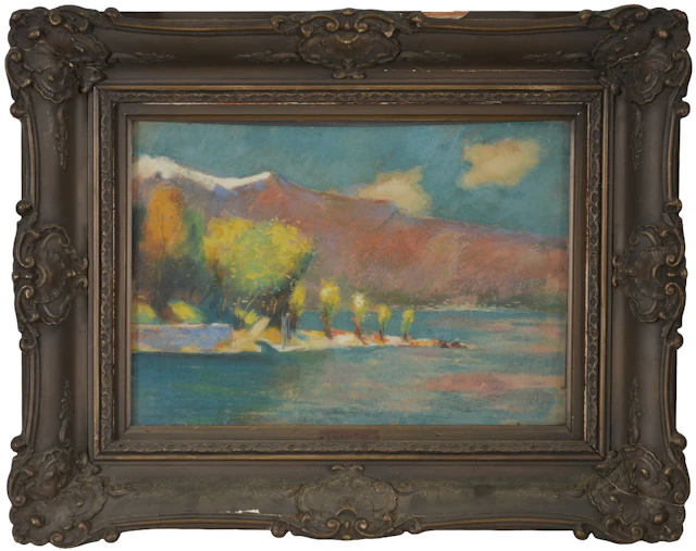 Lesser Ury. German. "Landzunge am Gardasee". Italian alpine landscape.