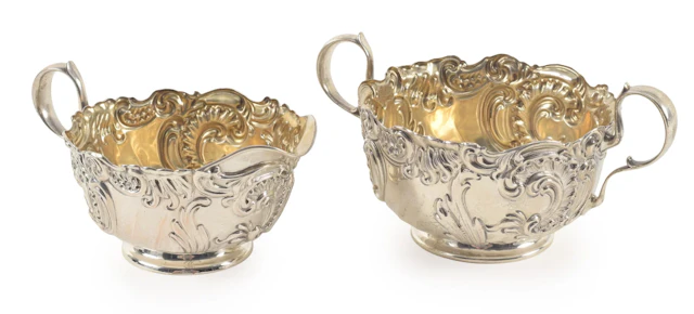 Whiting Sterling silver Georgian style cream and sugar. Height 3.5