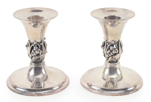 Pair of Dansk Guldsmede Handverk mid-century modern design sterling