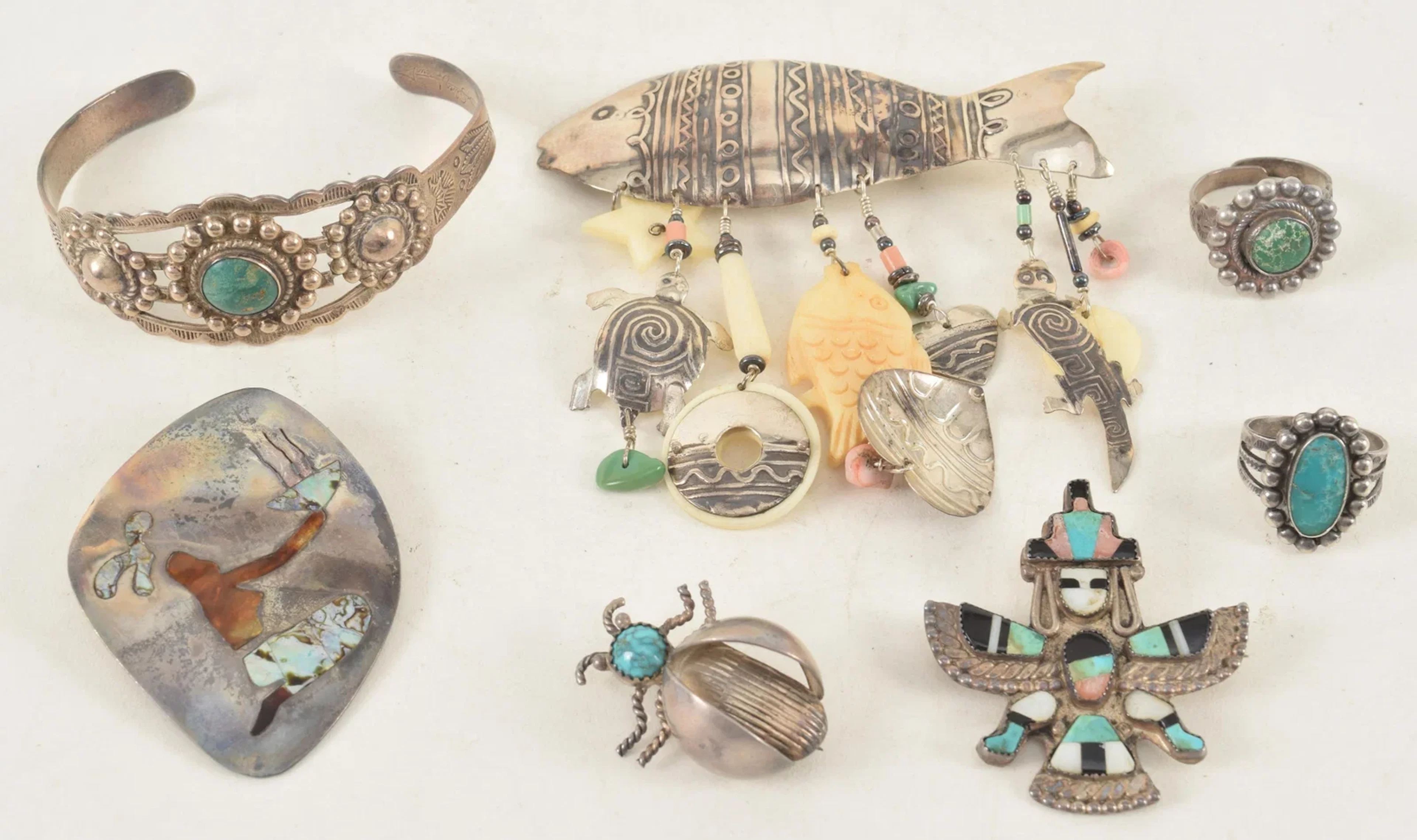 Lot of southwestern and modern silver jewelry. To include: Silver