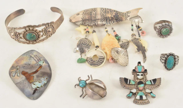 Lot of southwestern and modern silver jewelry. To include: Silver