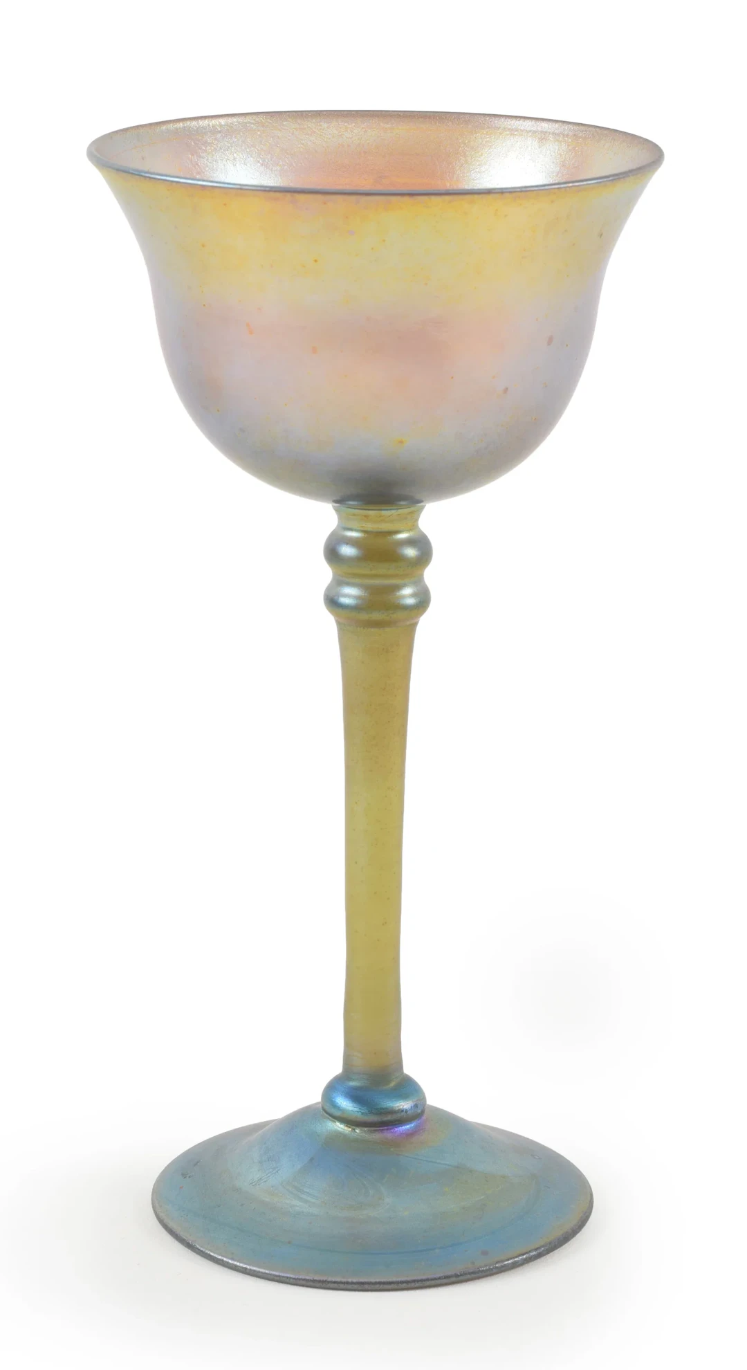 Tiffany Favrille glass small goblet. Marked on base L.C.T. Favrille.