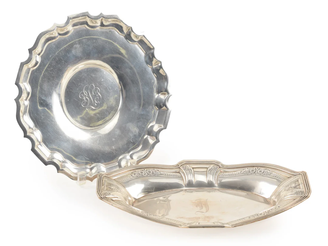 2 Sterling silver table items including a Chippendale style round