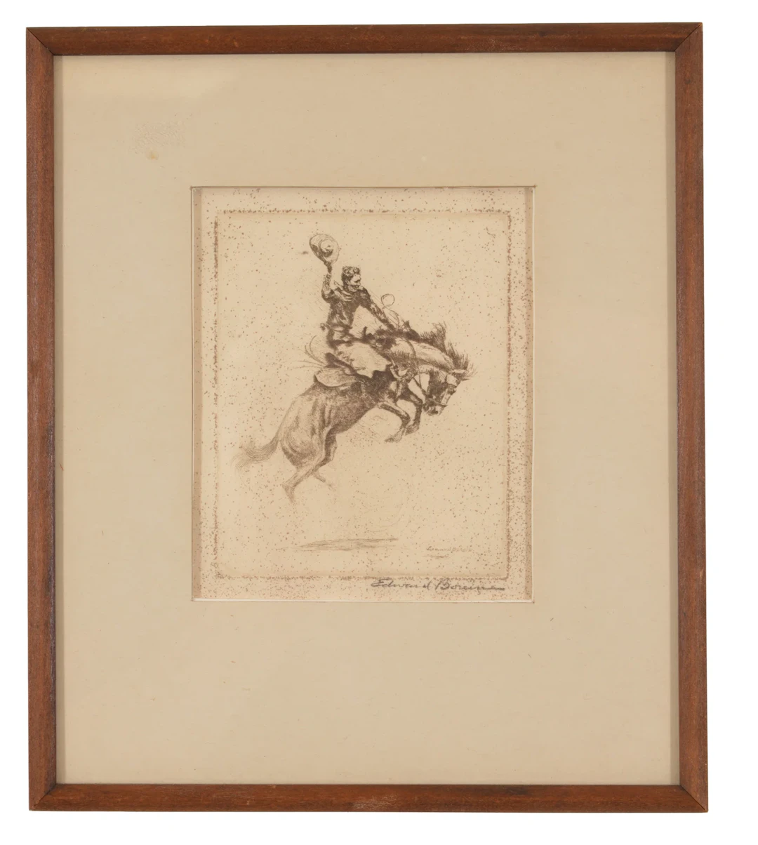 Edward Borein, California 1872-1945. Little Bucking Horse. Etching