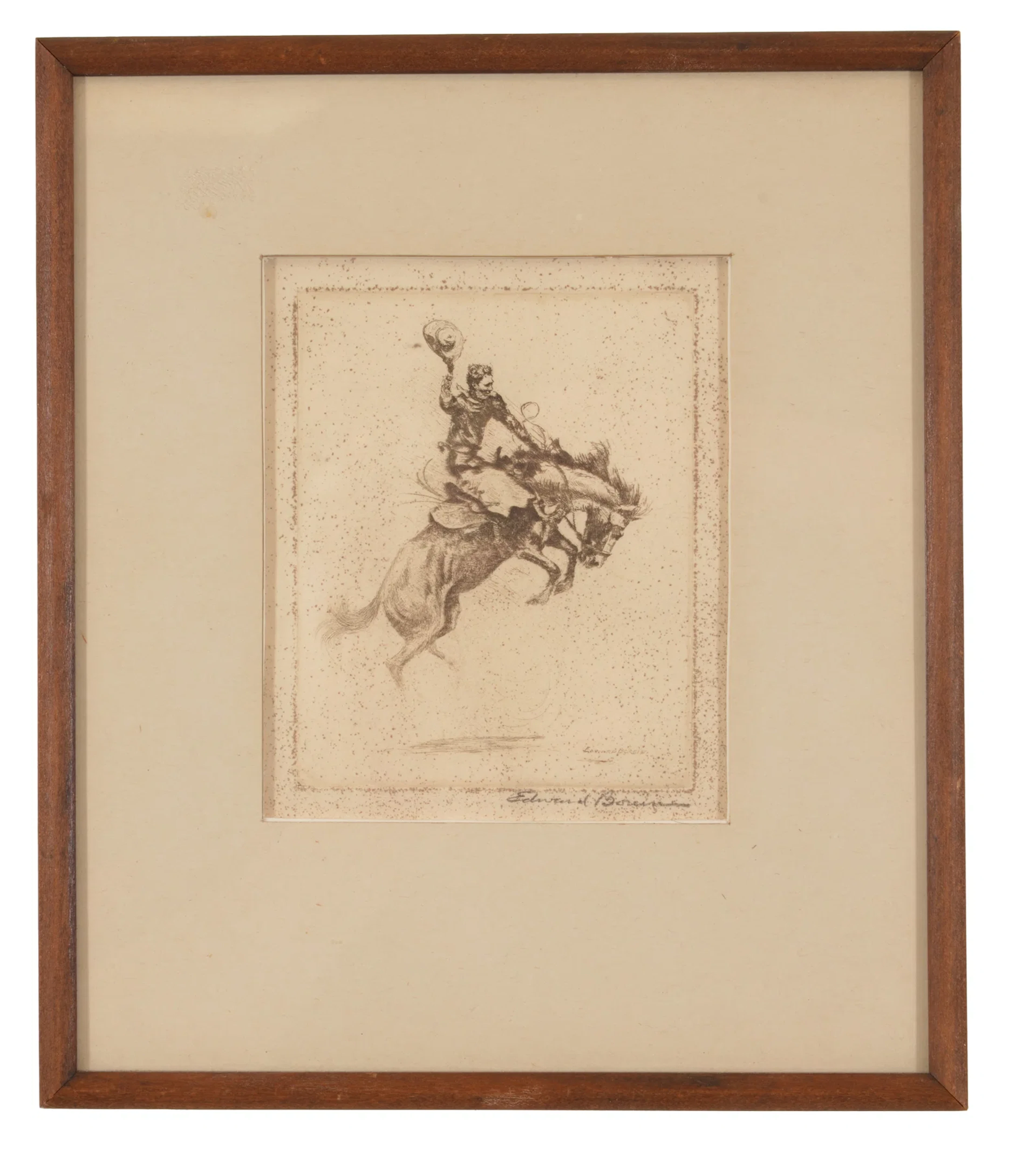 Edward Borein, California 1872-1945. Little Bucking Horse. Etching