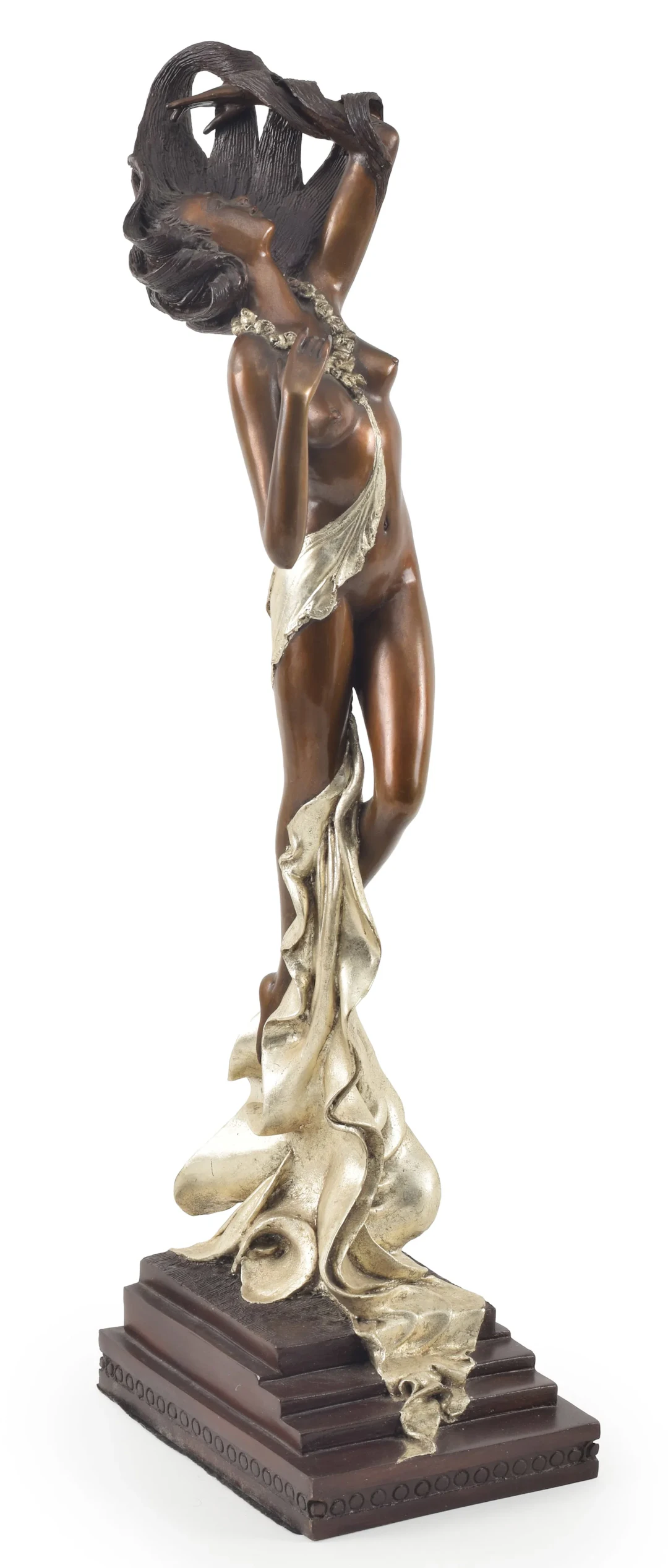 Angelo Basso. "Primavera". Patinated bronze sculpture of a nude woman