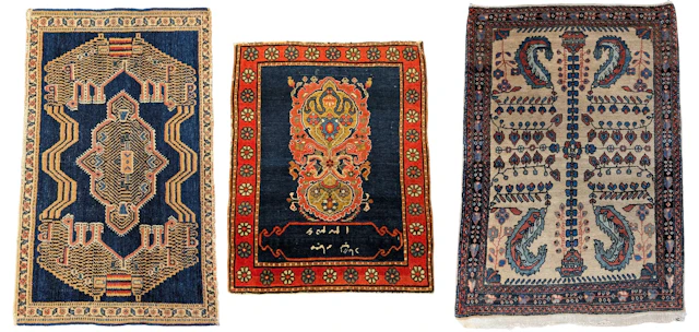 Three fine Persian mats, ca. 1900.
