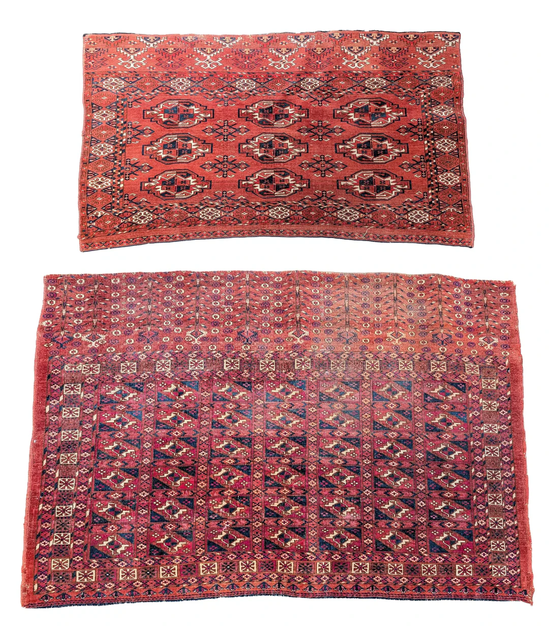 2 Tekke Bokhara rugs, early 20th century. Some areas of discoloration
