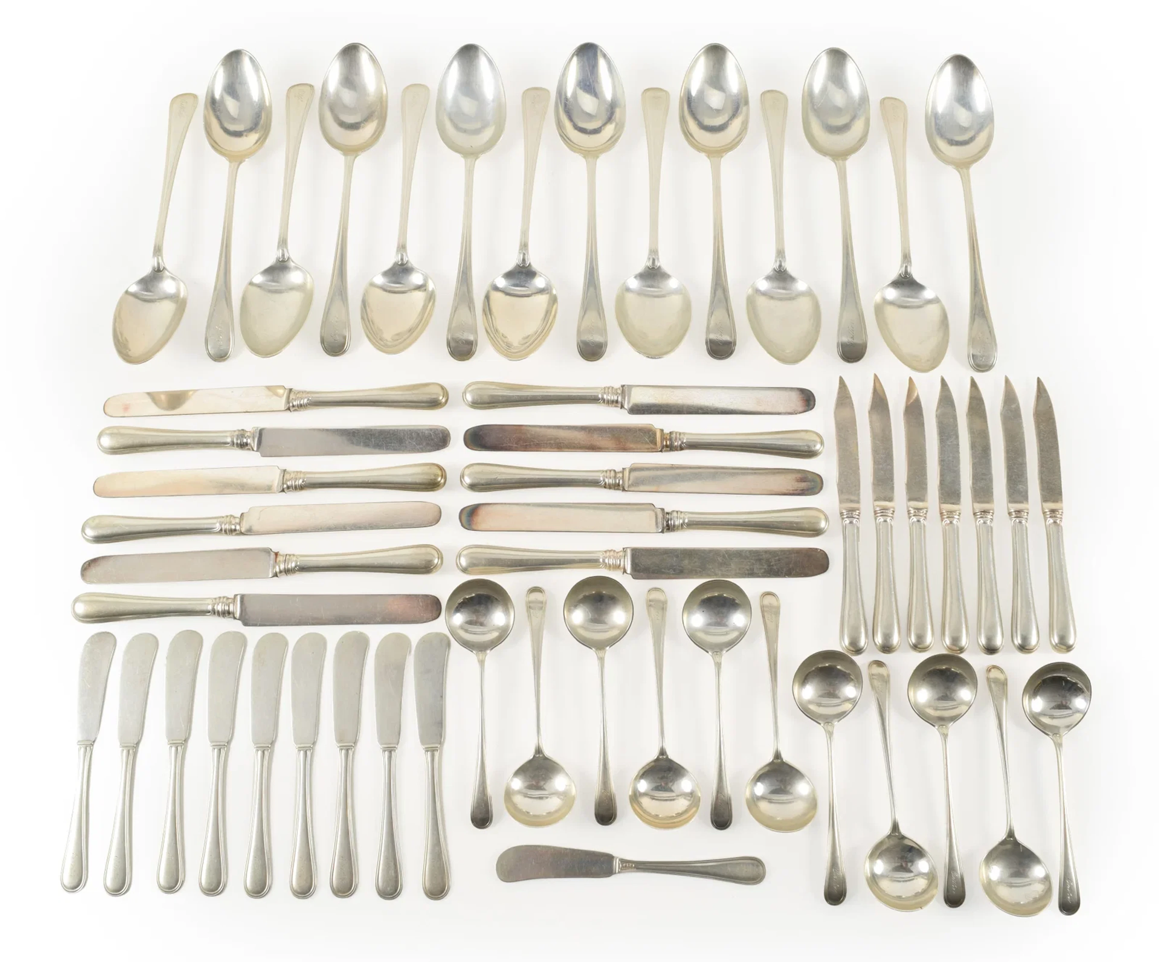 Partial Gorham Sterling silver flatware service. Including 11 cream