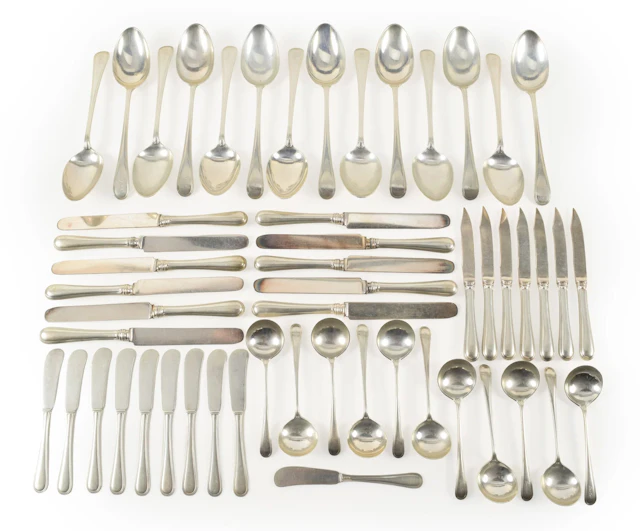 Partial Gorham Sterling silver flatware service. Including 11 cream