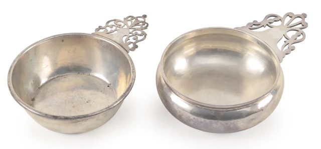 2 Sterling silver reproduction porringers, one Cartier and the other