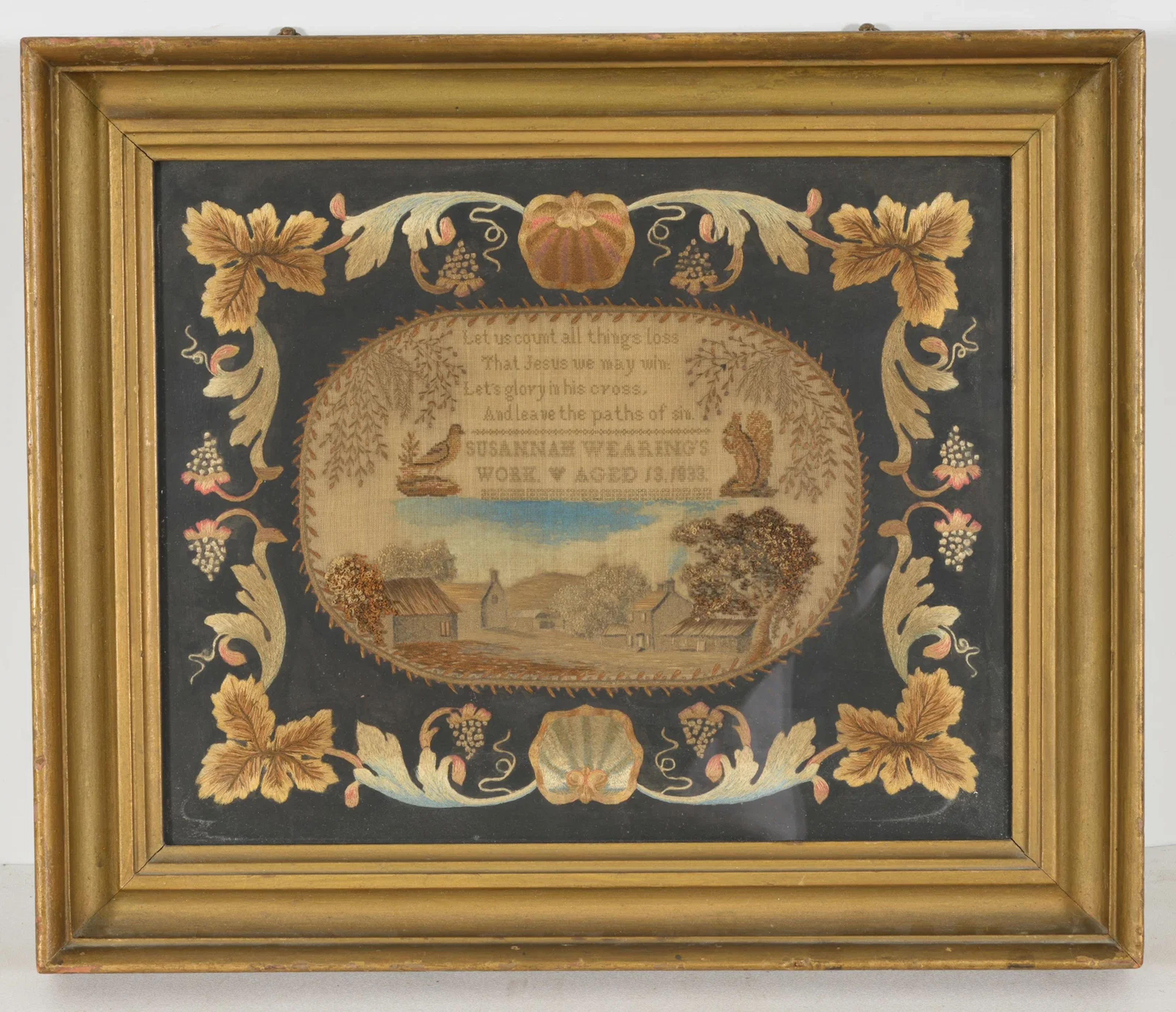 Early 19th Century English sampler. Susannah Wearing, work aged 13