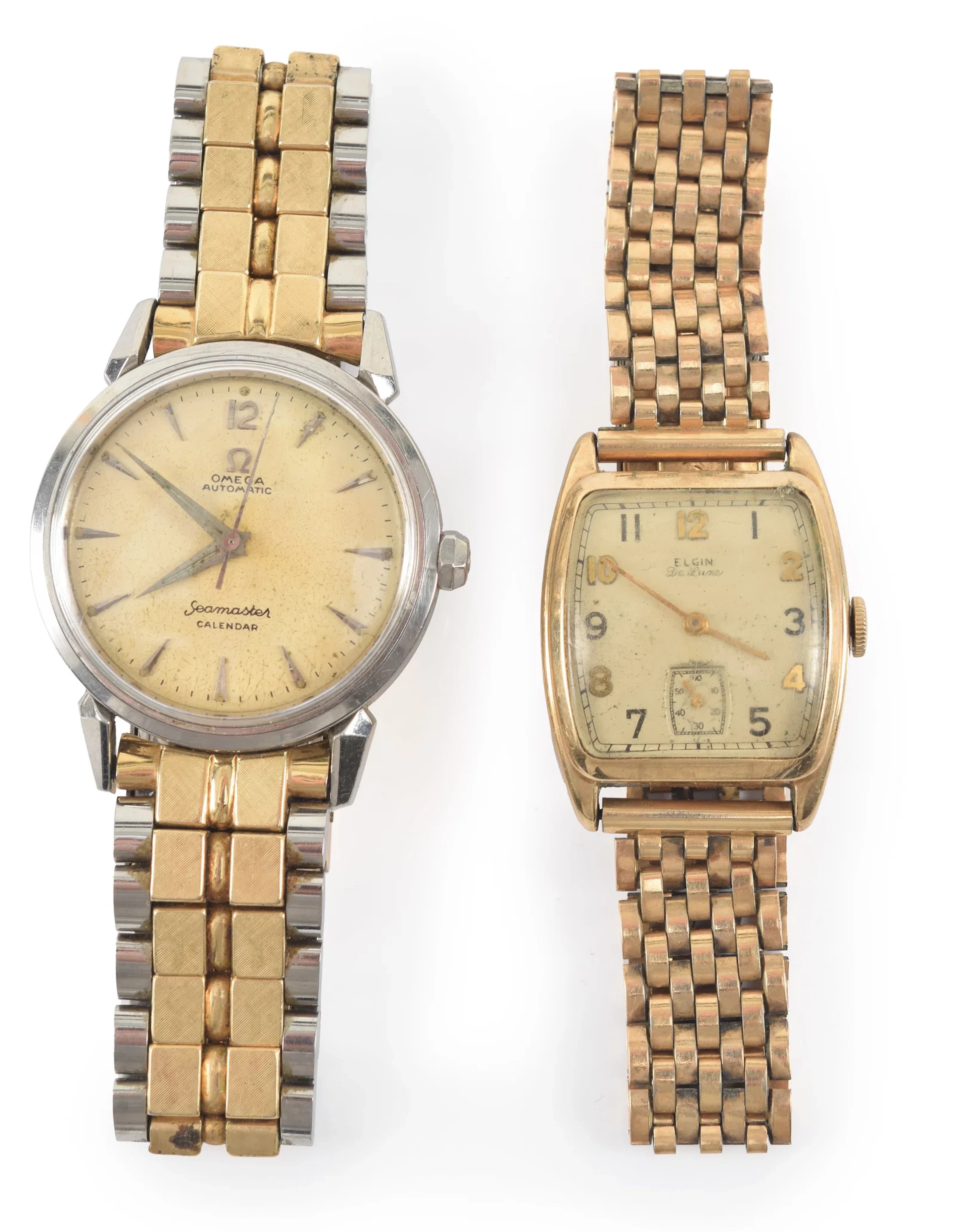 2 vintage men's watches. Omega automatic Seamaster and an Elgin De