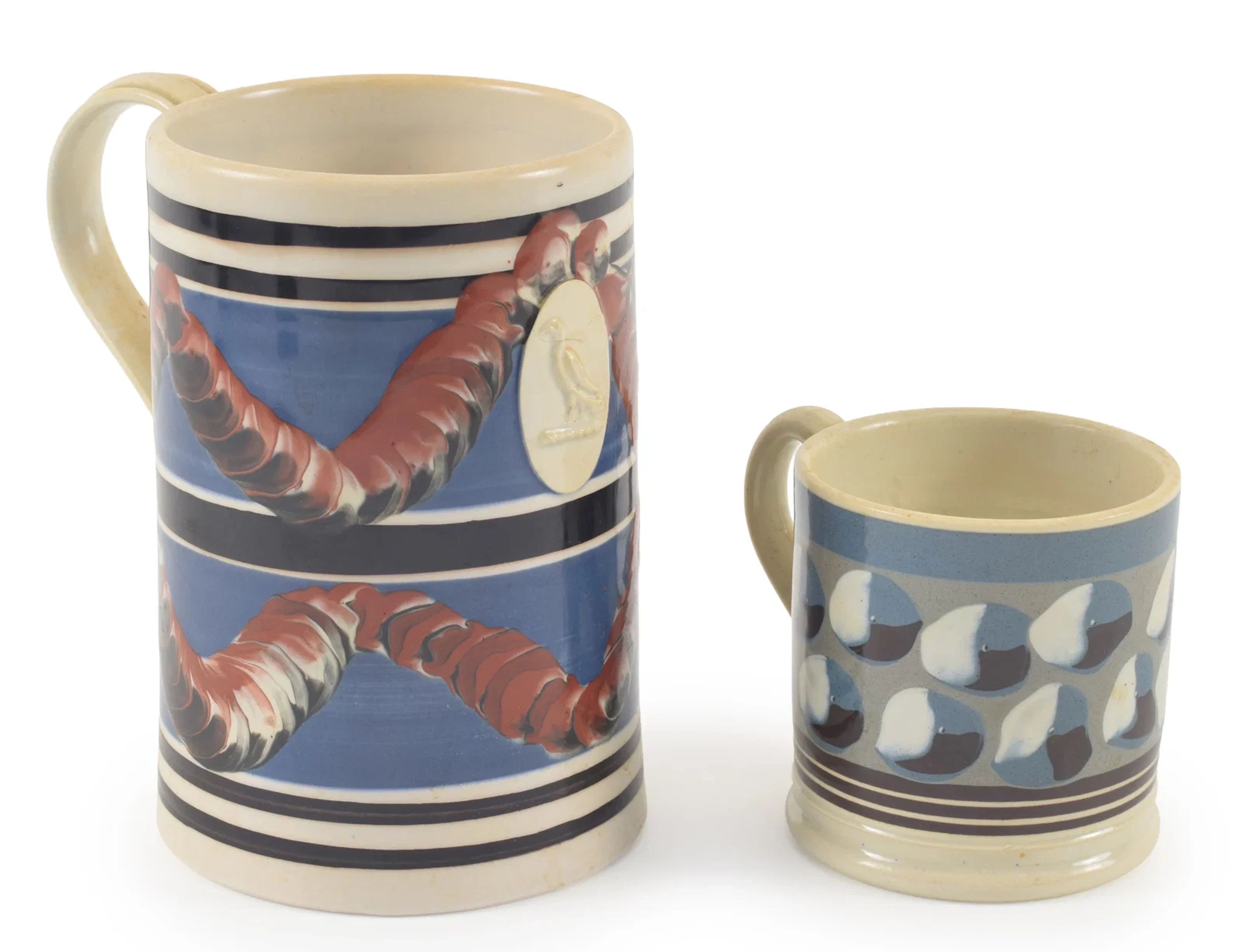 2 Don Carpentier signed mocha mugs, including a small mug with cat's