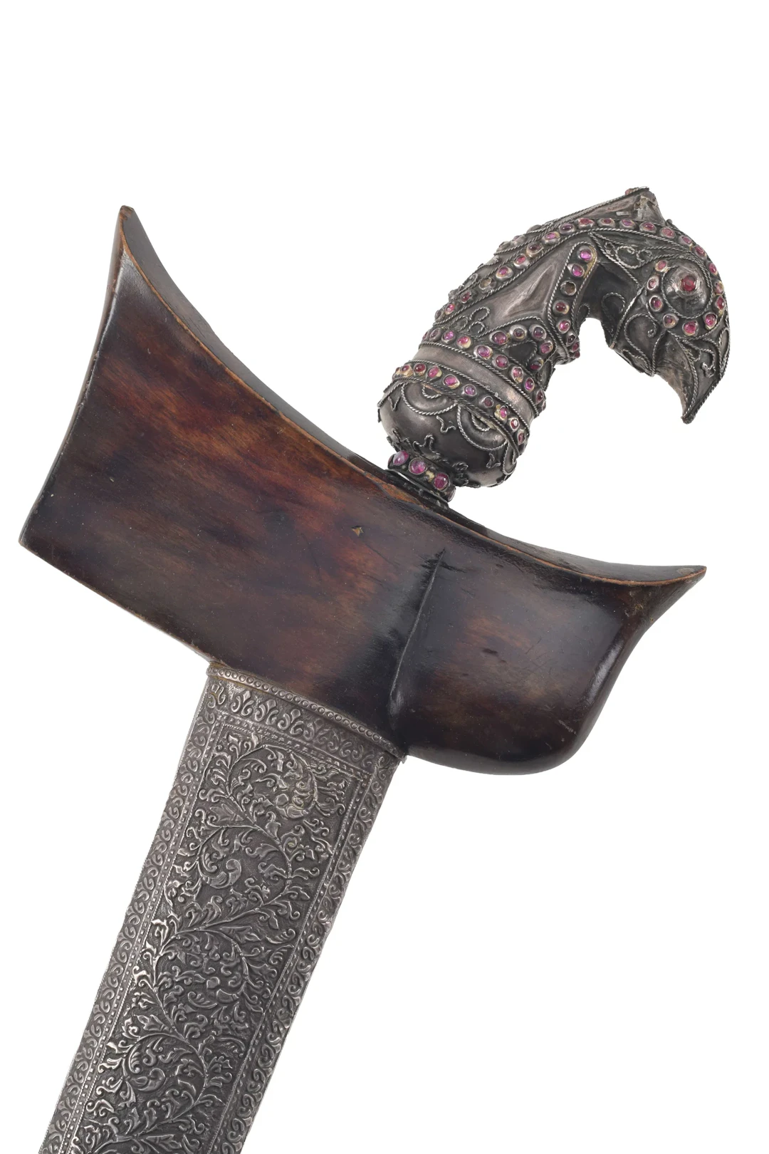 Fine quality antique Bugis-Bima/Sumbawa silver and ruby keris. Elaborate
