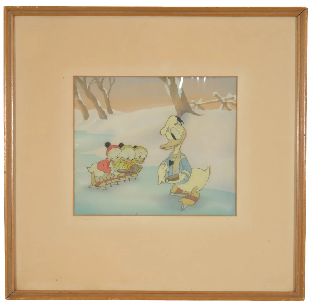 Original Disney production cel from "The Hockey Champ" featuring Donald