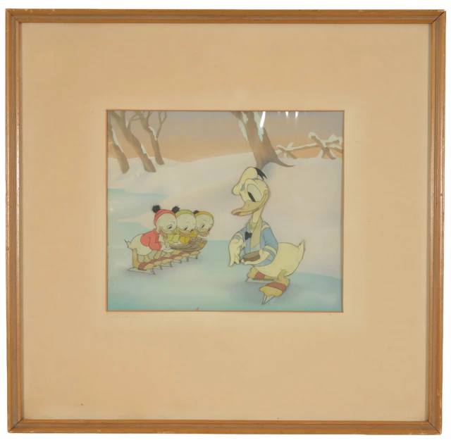 Original Disney production cel from "The Hockey Champ" featuring Donald