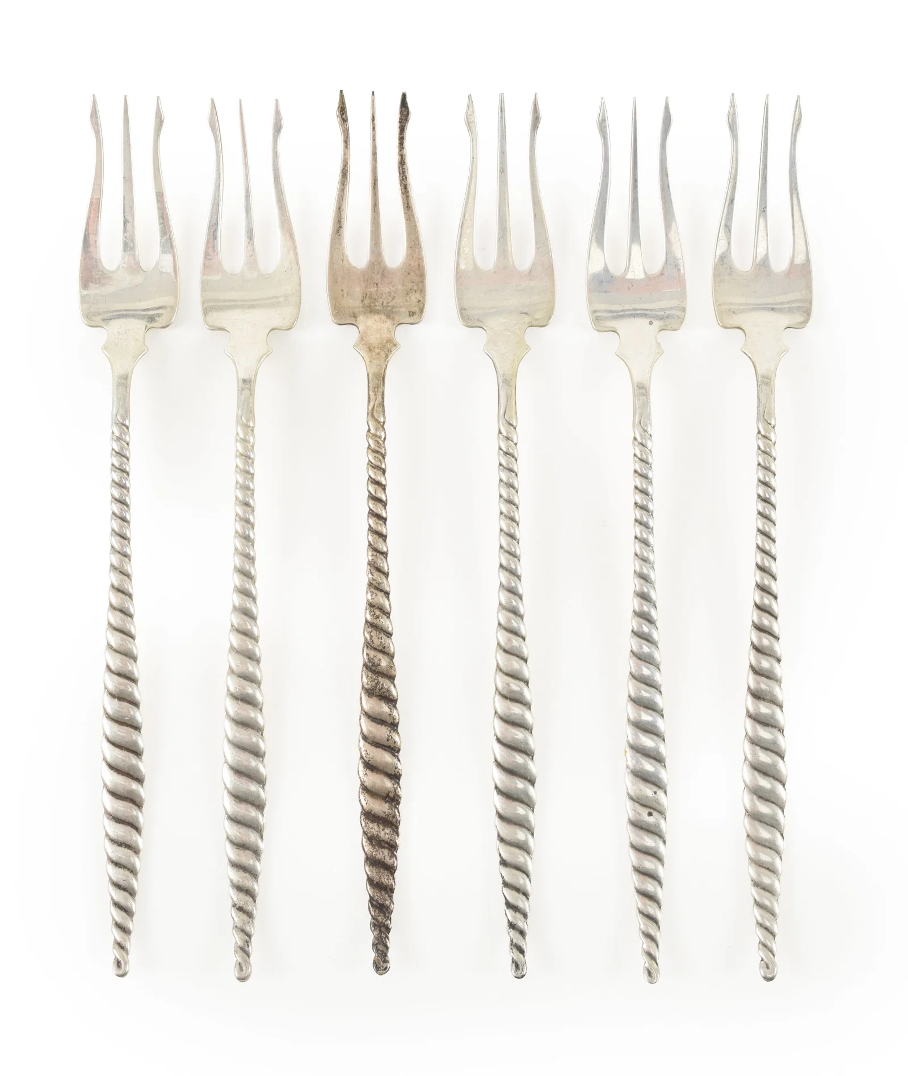 6 Whiting Sterling silver pickle forks. Length 5.5 in, 1.92 ozt.