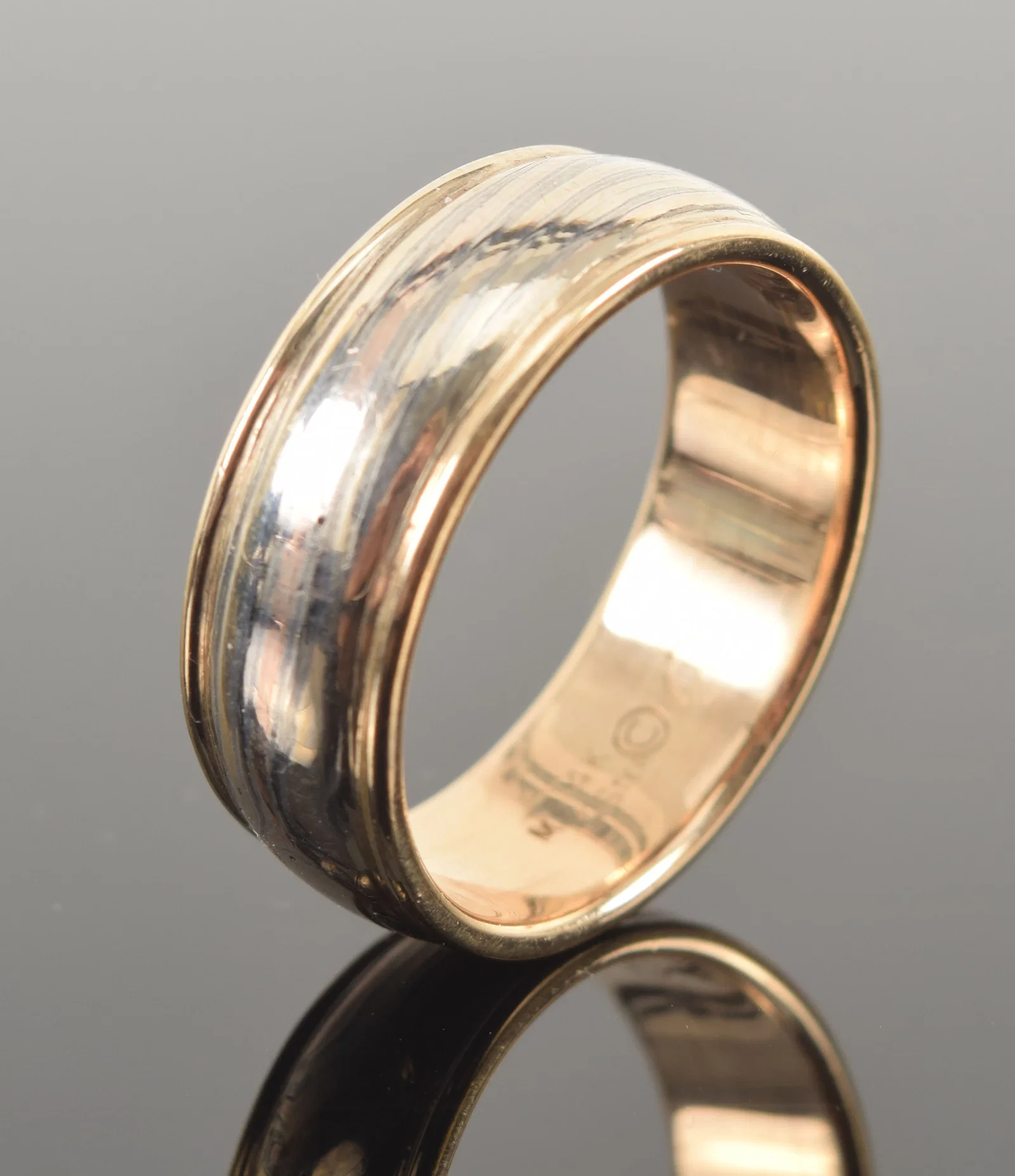 George Sawyer 14K gold and sterling silver mokume gane band. Marked