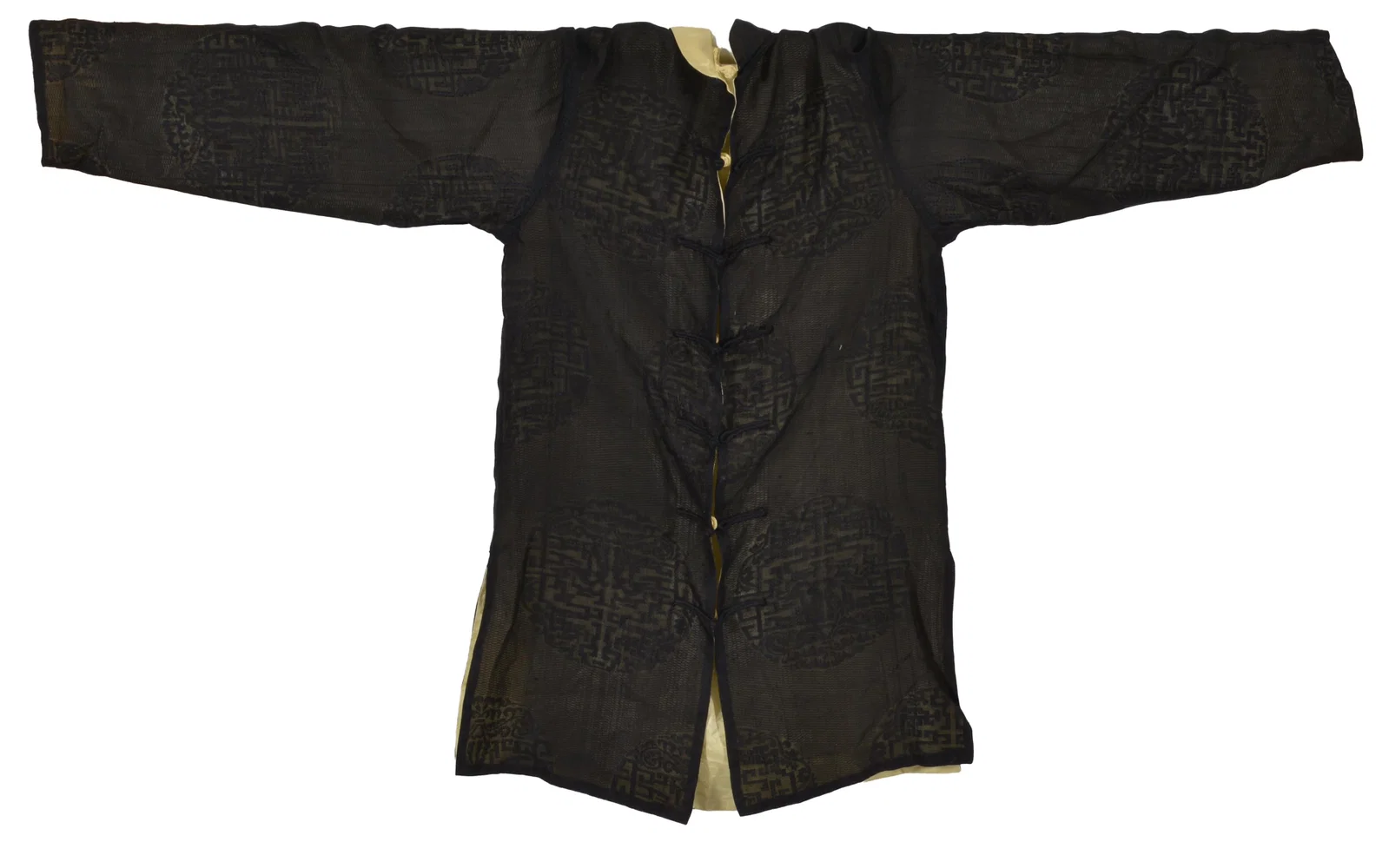 19th/20th century fine woven Chinese silk robe. Outer transparent