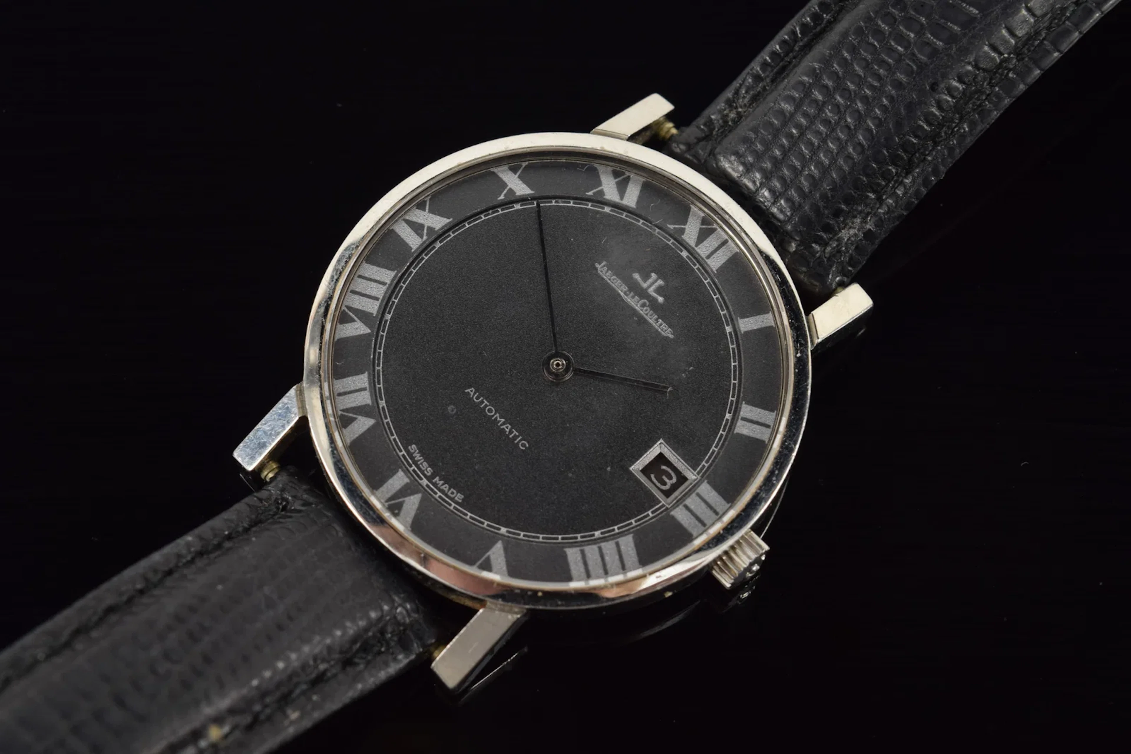 Jaeger LeCoultre automatic watch with Tiffany & Co. leather band.