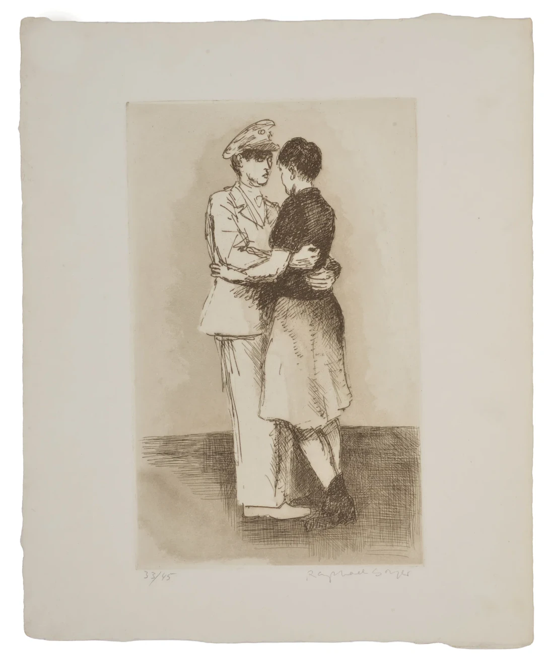 Raphael Soyer, Russia/New York 1899-1987. Soldier and Woman Embracing