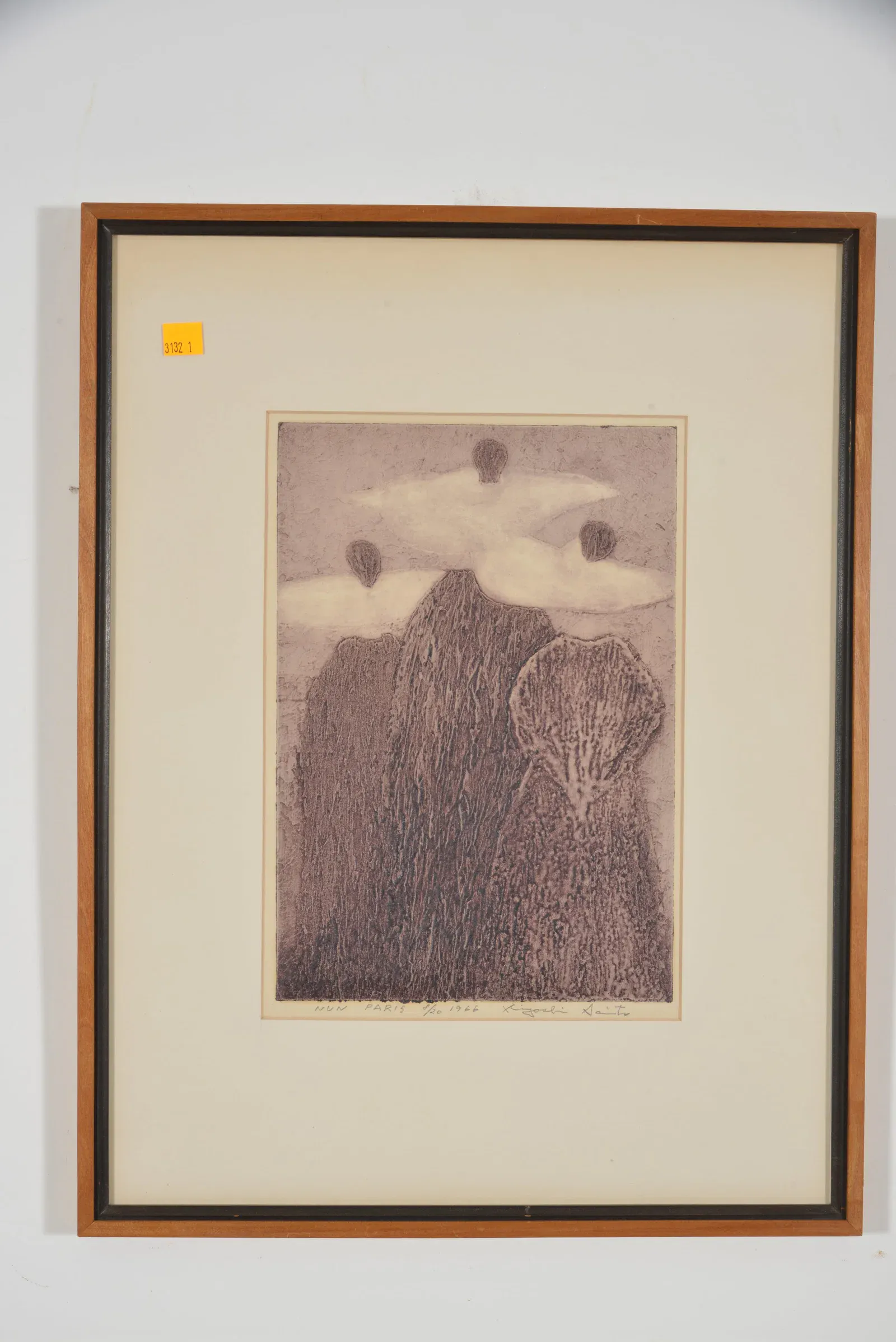 Kiyoshi Saito. "Nun Paris". 1966. Scarce woodblock print of 3 nuns.