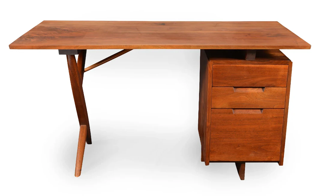 George Nakashima Conoid desk with richly figured black walnut top