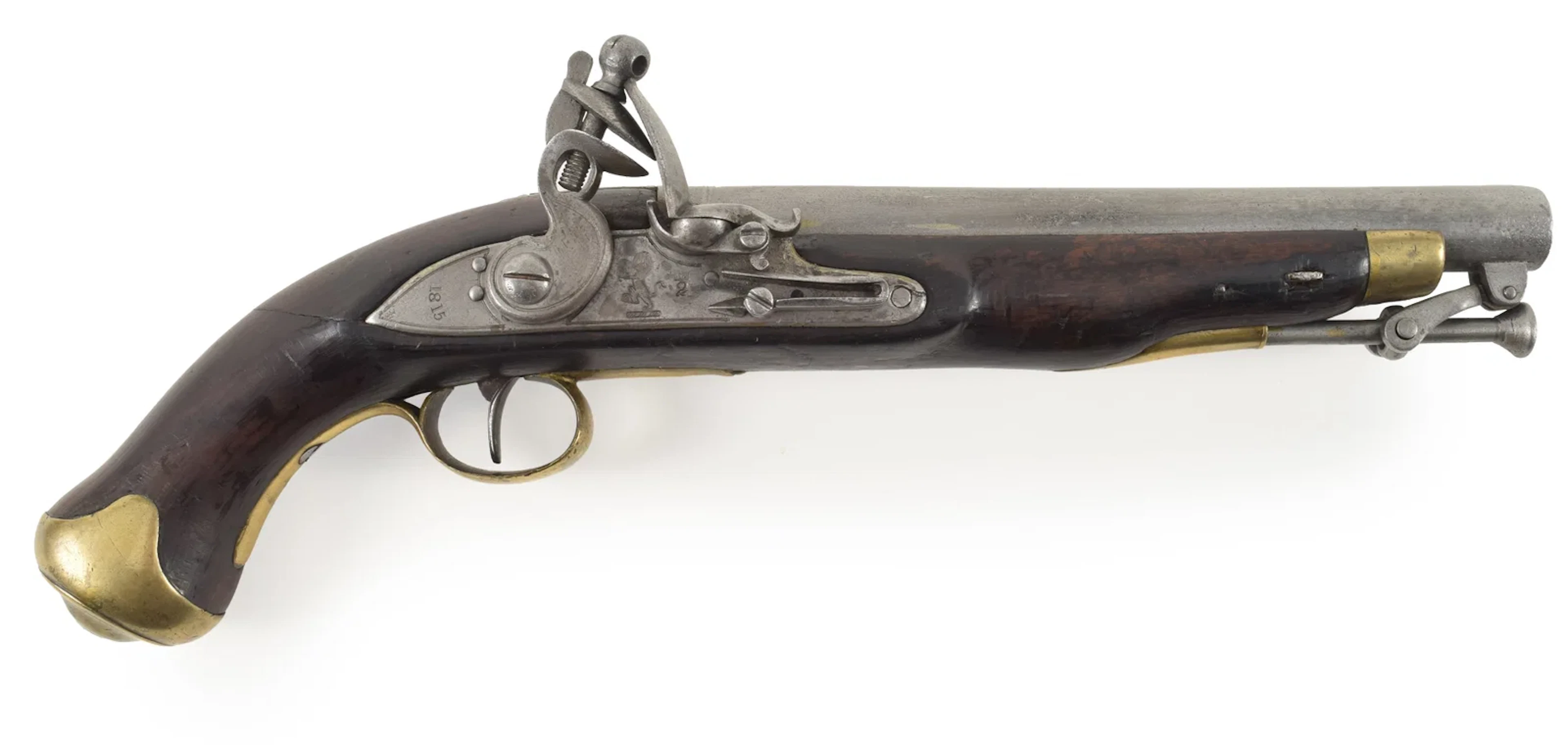 East India Company New Land pattern flintlock pistol. Lockplate with