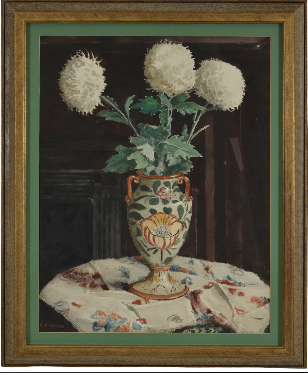 Charles Avery Aiken, 1872-1965. Still life with chrysanthemums in