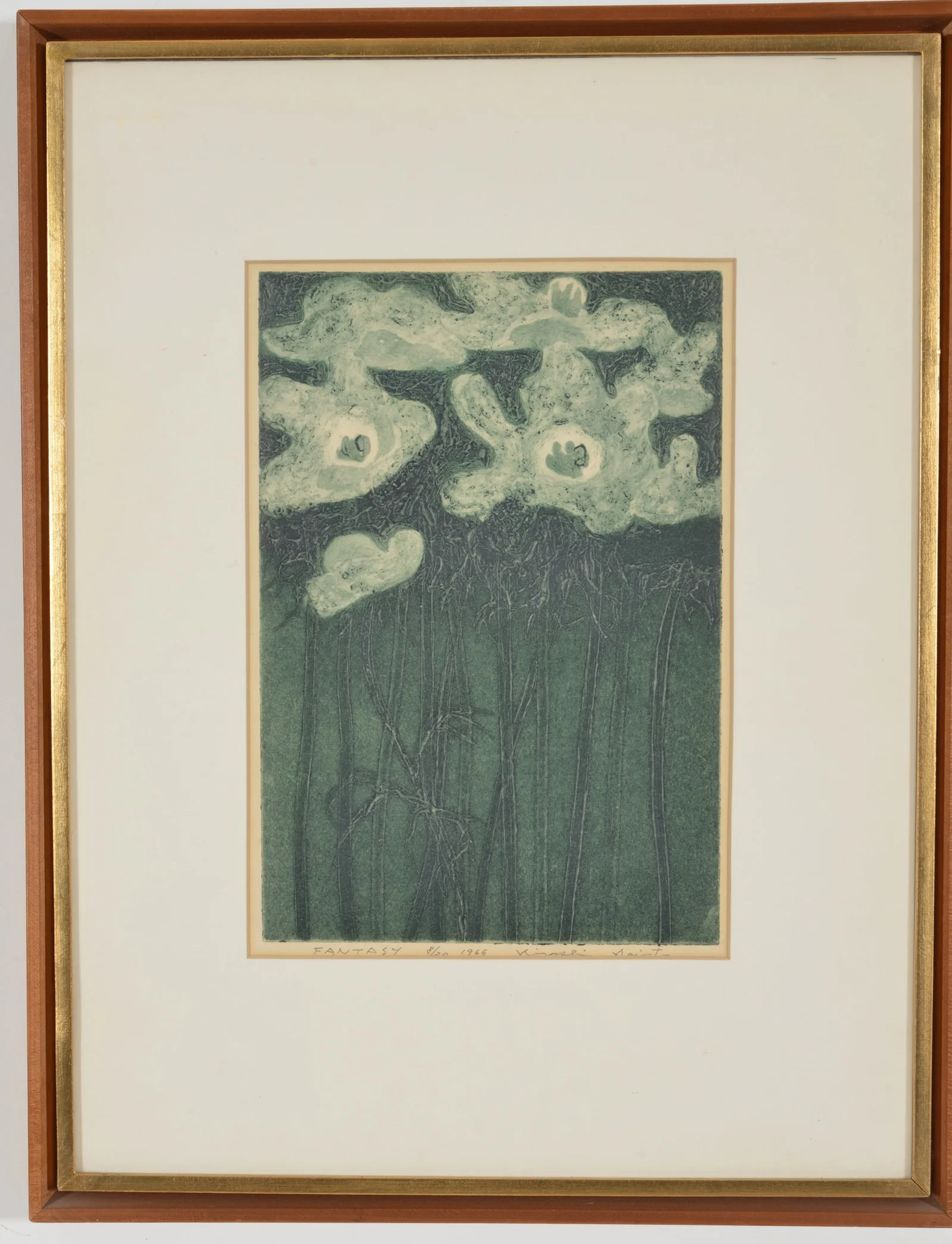 Kiyoshi Saito. "Fantasy". 1966. Woodblock print of towering flowers