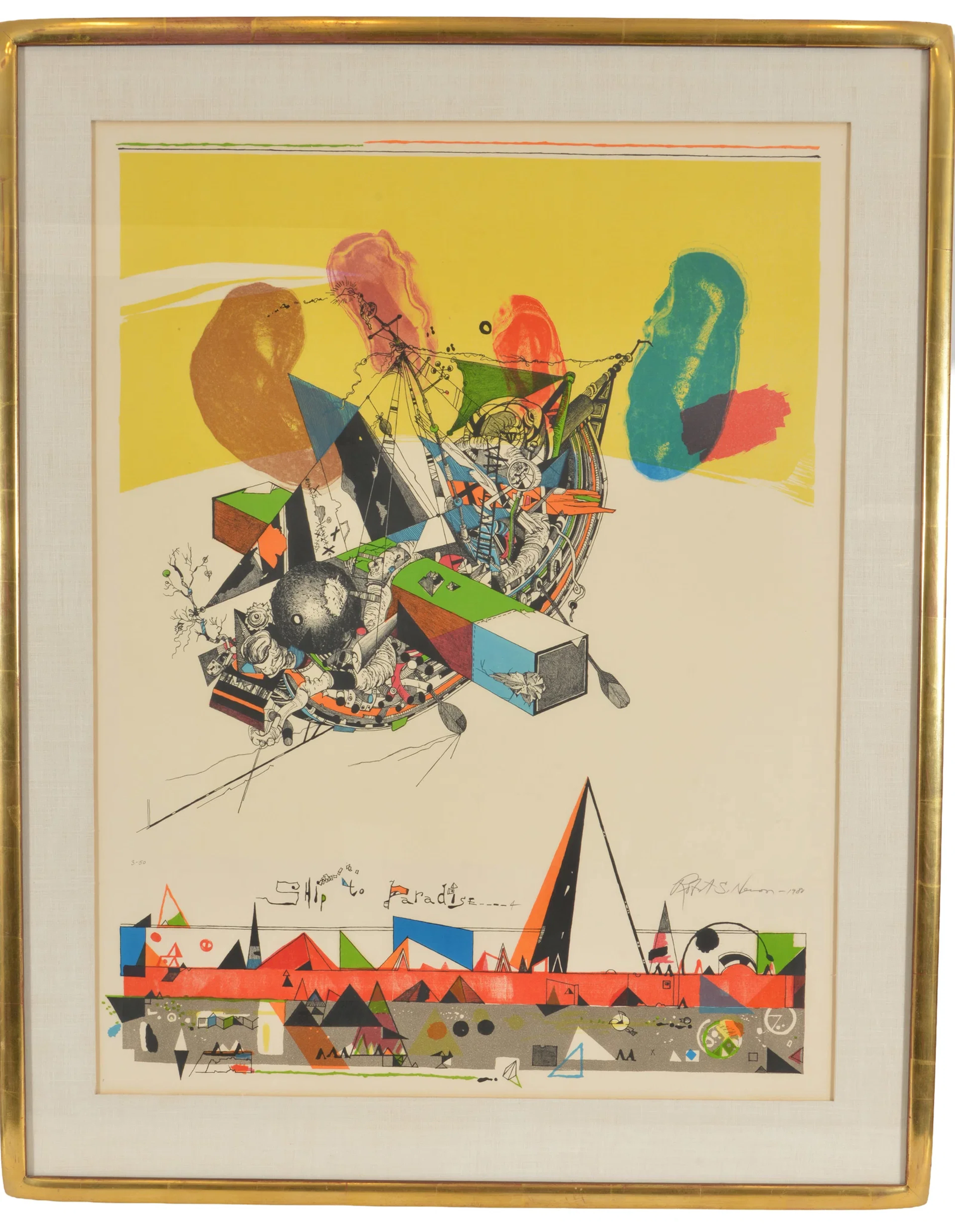 Robert Sterling Neuman, 1926-2015. Ship to Paradise. Signed and dated