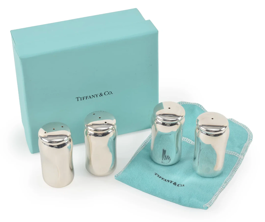 2 Sets of Tiffany & Co. Elsa Peretti Sterling silver thumbprint salt
