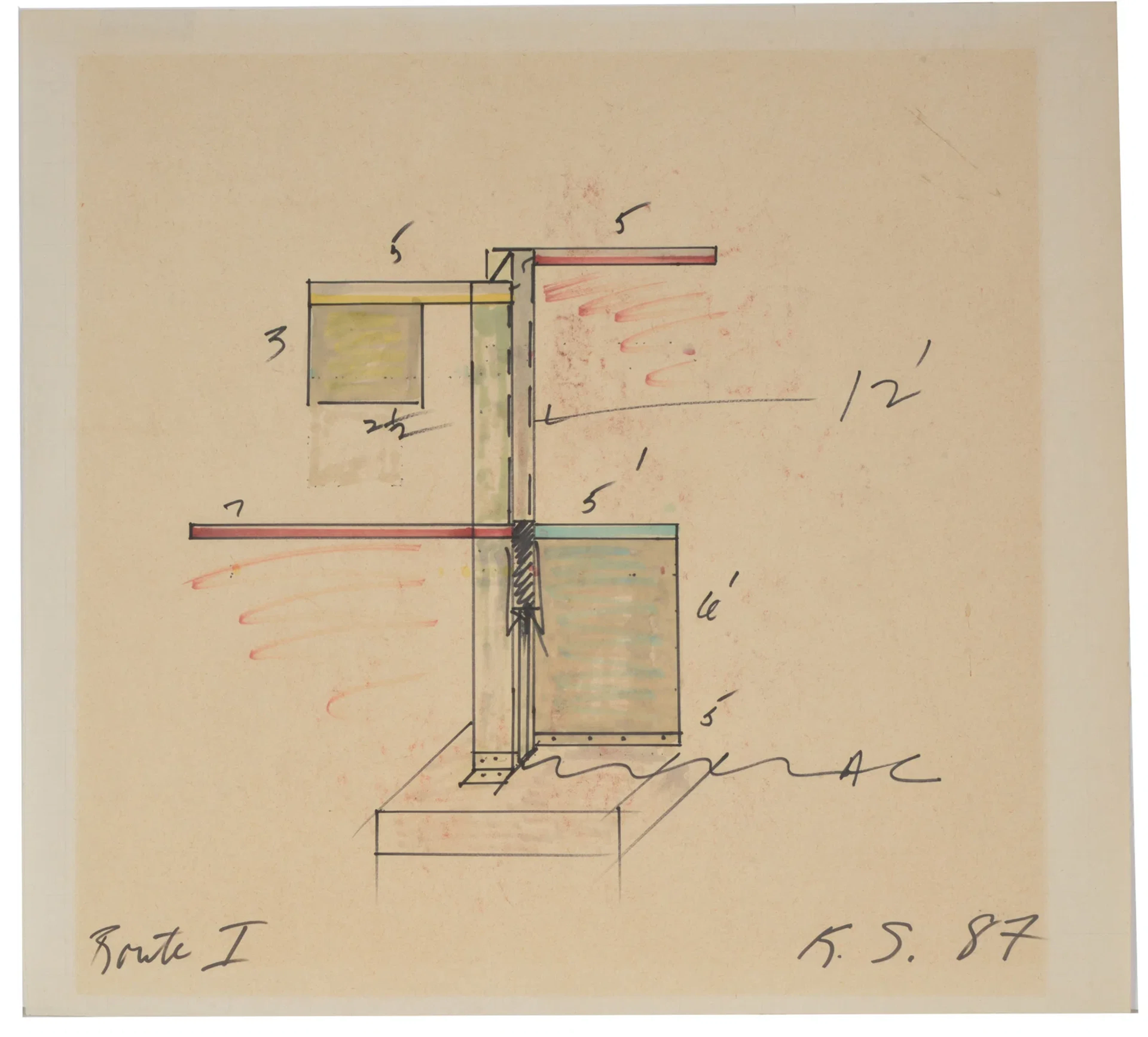 Keith Sonnier 1940-2020. Technical architectural drawing and structural