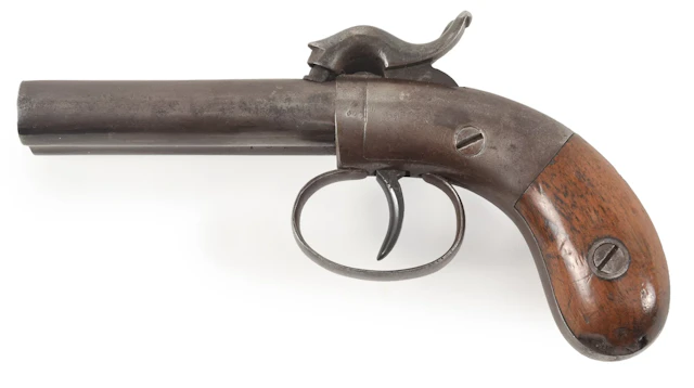 Allen & Thurber double barrel percussion pocket pistol, mid 19th century.