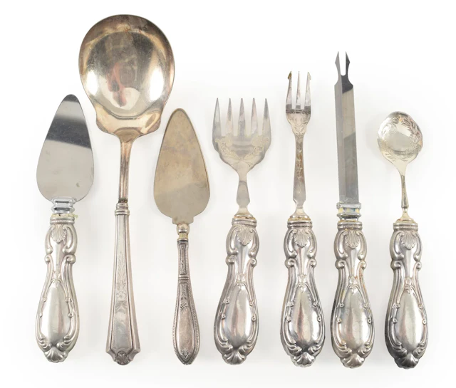 Collection of 7 Sterling silver hollow handle flatware items including