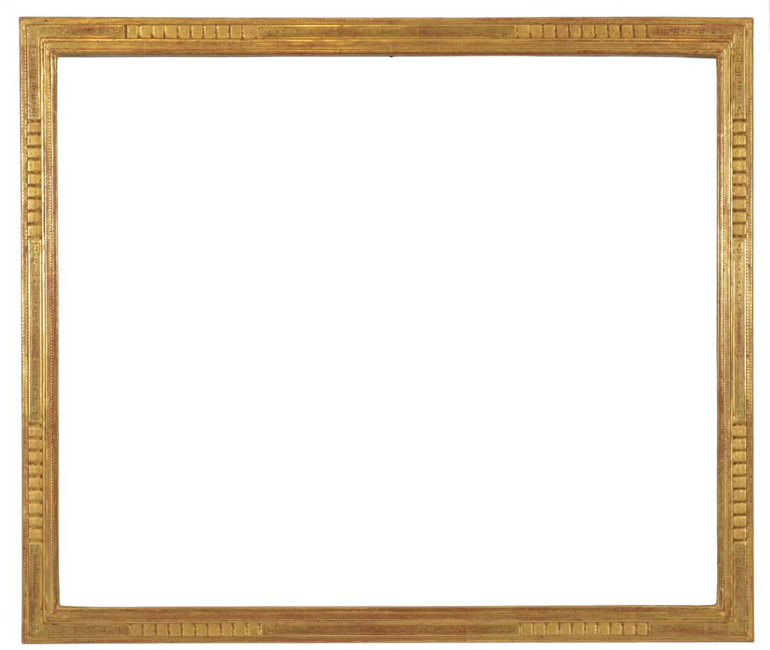 Harer carved and incised giltwood picture frame. Carved name at bottom