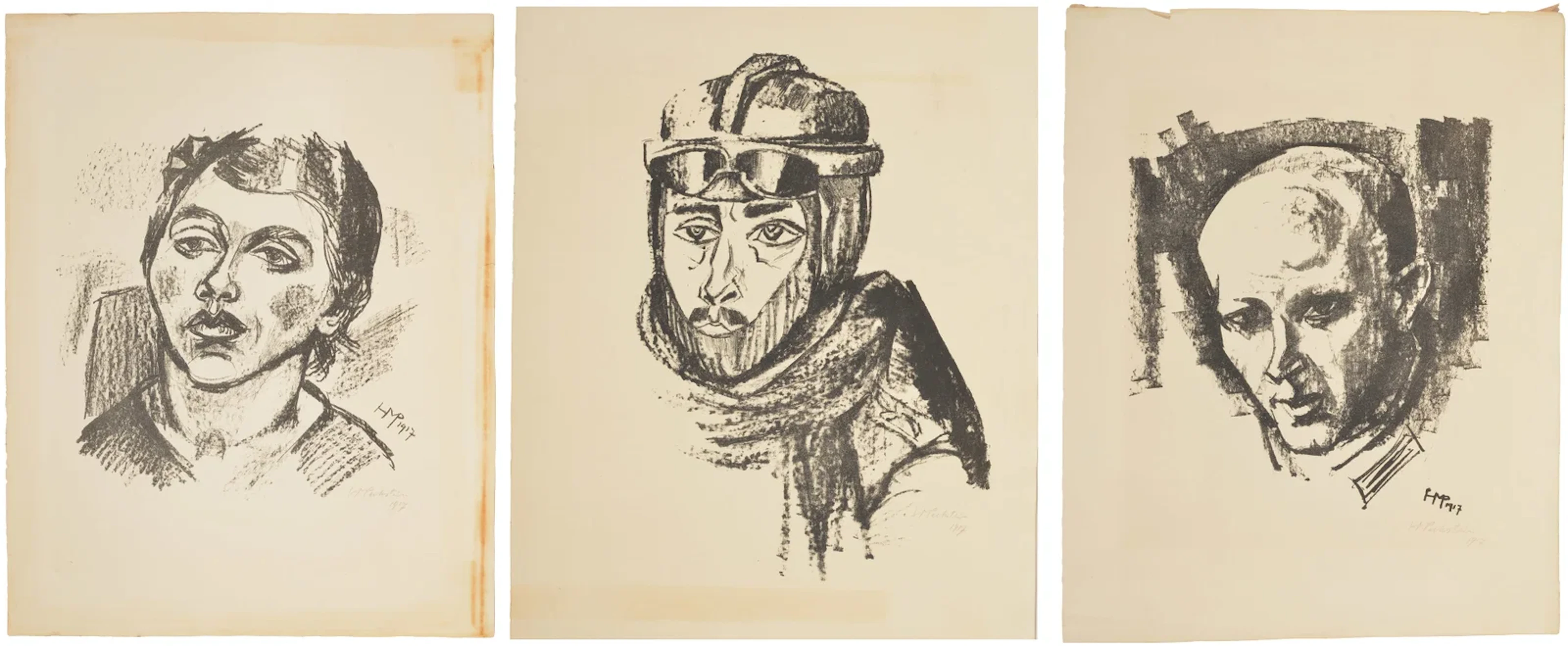 Herman Max Pechstein. German. 3 lithographs from the "Bildnisse" [Portraits]